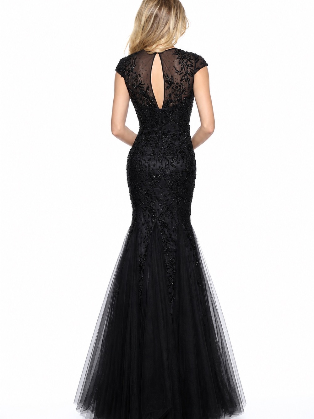 Sherri Hill Black Mermaid Gown NWT Black Tie Pageant Red Carpet Size 2 - Picture 3 of 13